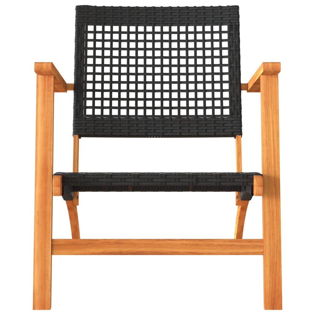 vidaXL Garden Chairs 2 pcs Black Poly Rattan and Acacia Wood