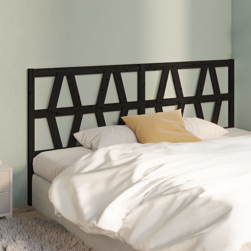 vidaXL Bed Headboard Black 186x4x100 cm Solid Wood Pine