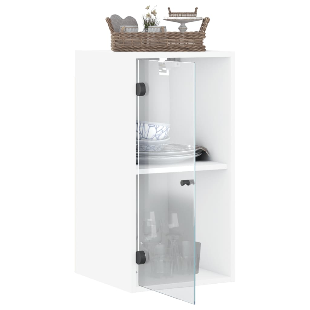 vidaXL Wall Cabinet with Glass Doors White 35x37x68.5 cm