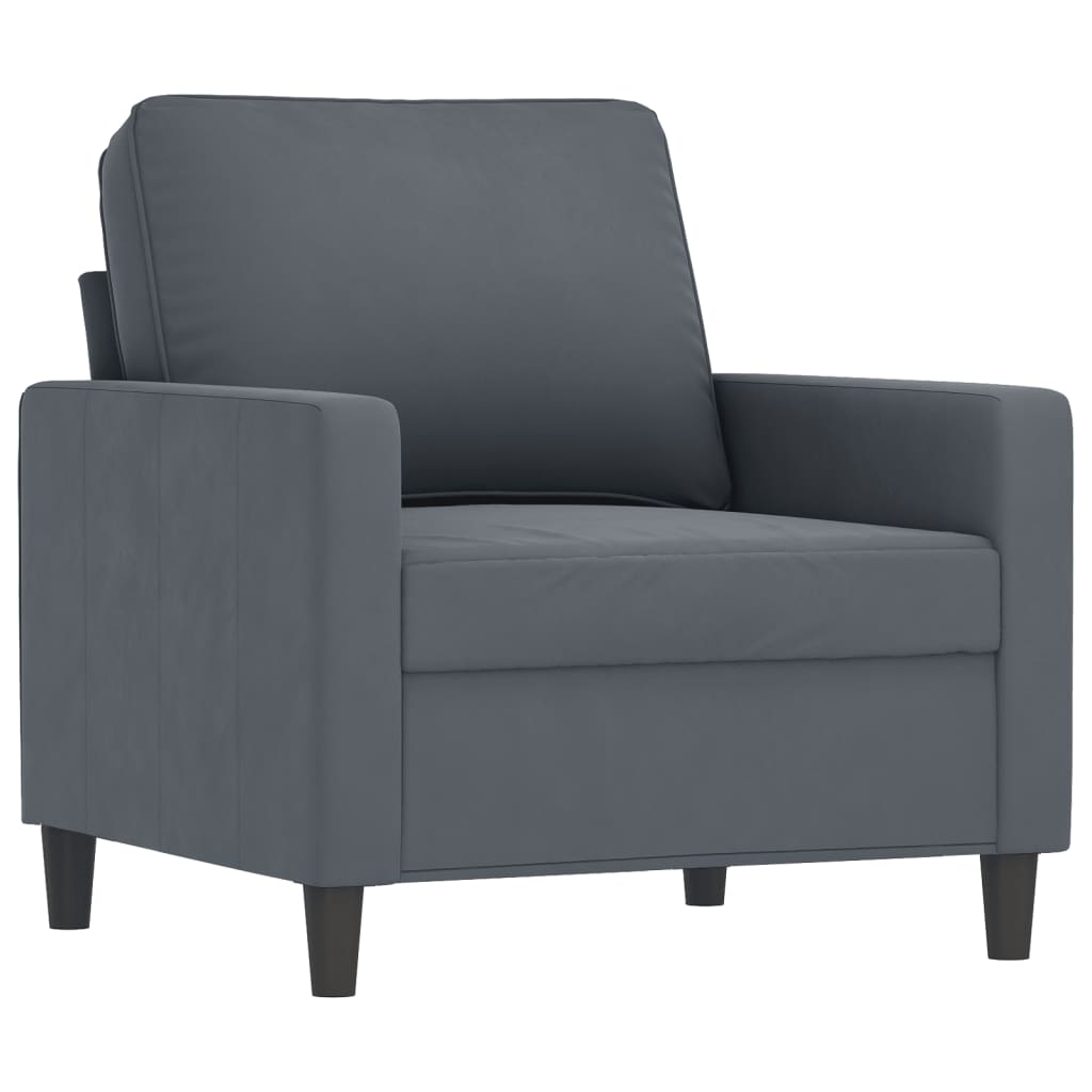 vidaXL 3 Piece Sofa Set with Cushions Dark Grey Velvet