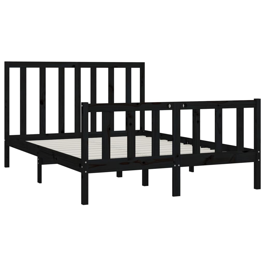 vidaXL Bed Frame without Mattress Black 150x200 cm King Size Solid Wood