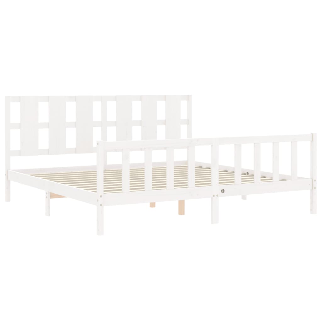 vidaXL Bed Frame without Mattress White Solid Wood Pine