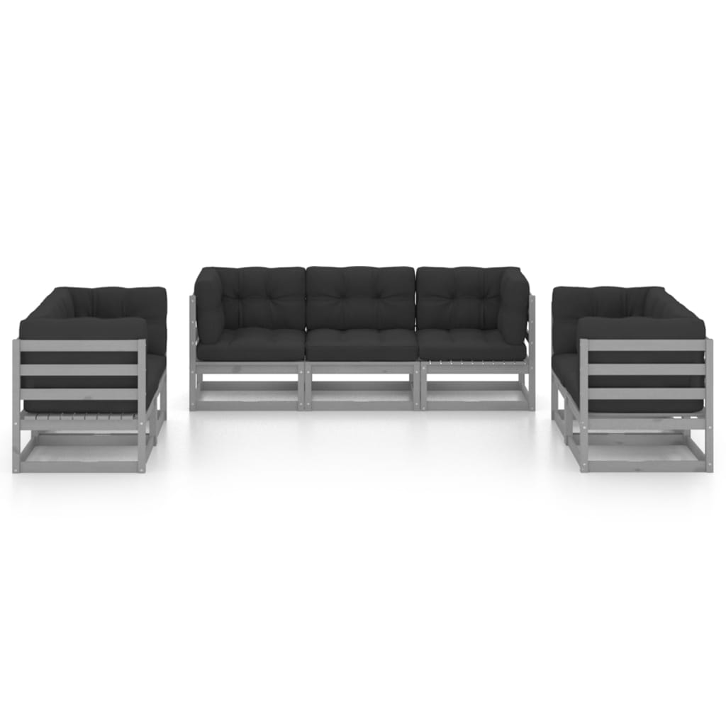 vidaXL 7 Piece Garden Lounge Set with Cushions Solid Pinewood