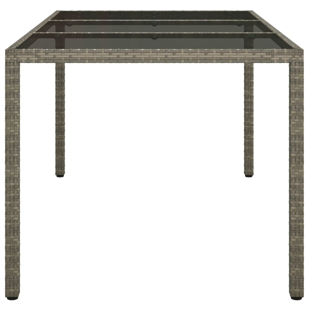 vidaXL Garden Table 150x90x75 cm Tempered Glass and Poly Rattan Grey