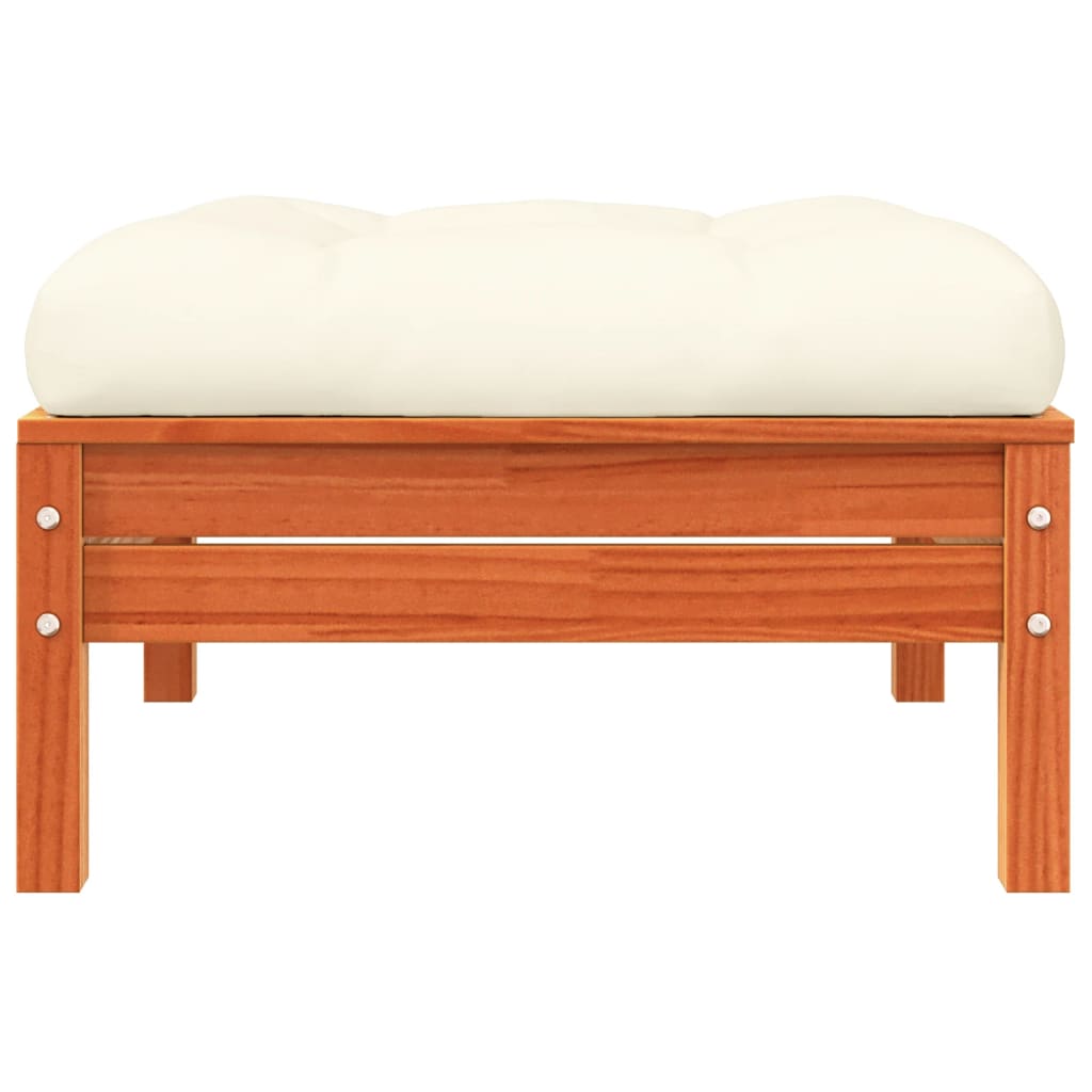 vidaXL Garden Footstool with Cushion Wax Brown Solid Wood Pine