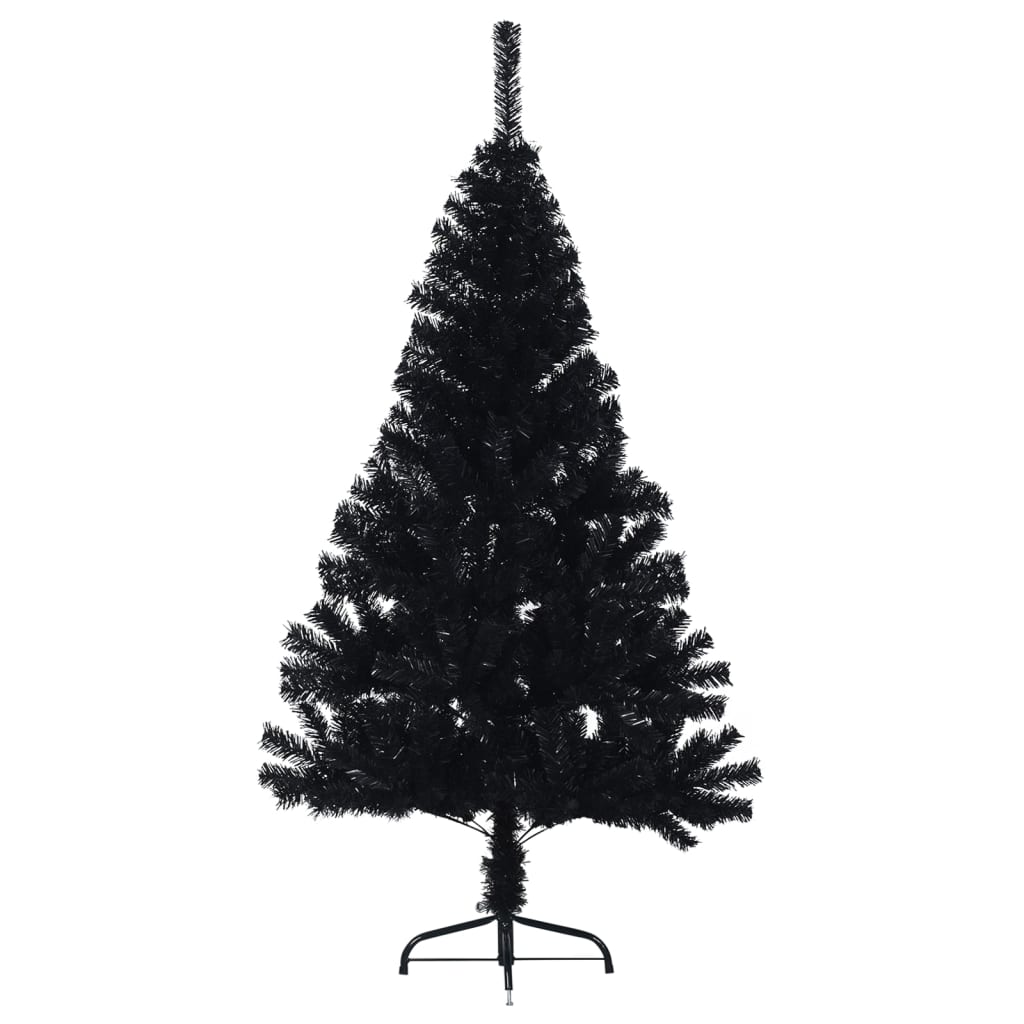 vidaXL Artificial Half Christmas Tree with Stand Black 120 cm PVC