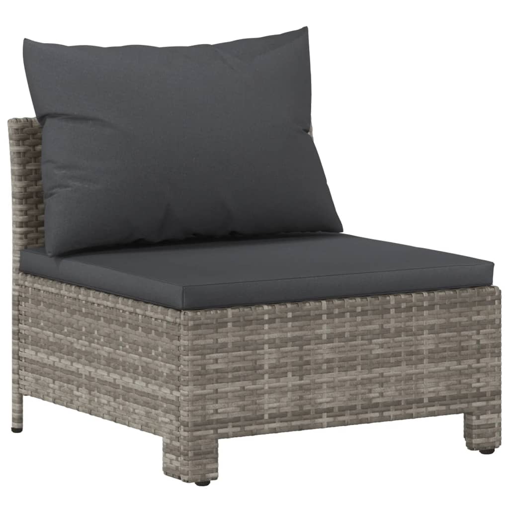 vidaXL 6 Piece Garden Lounge Set with Cushions Grey Poly Rattan