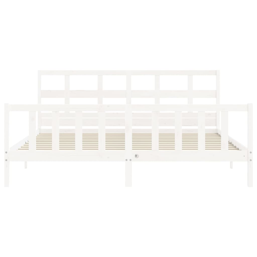 vidaXL Bed Frame without Mattress White Super King Size Solid Wood Pine