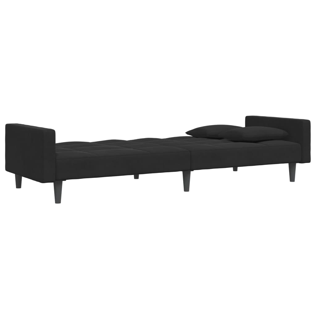 vidaXL 2-Seater Sofa Bed with Footstool Black Velvet