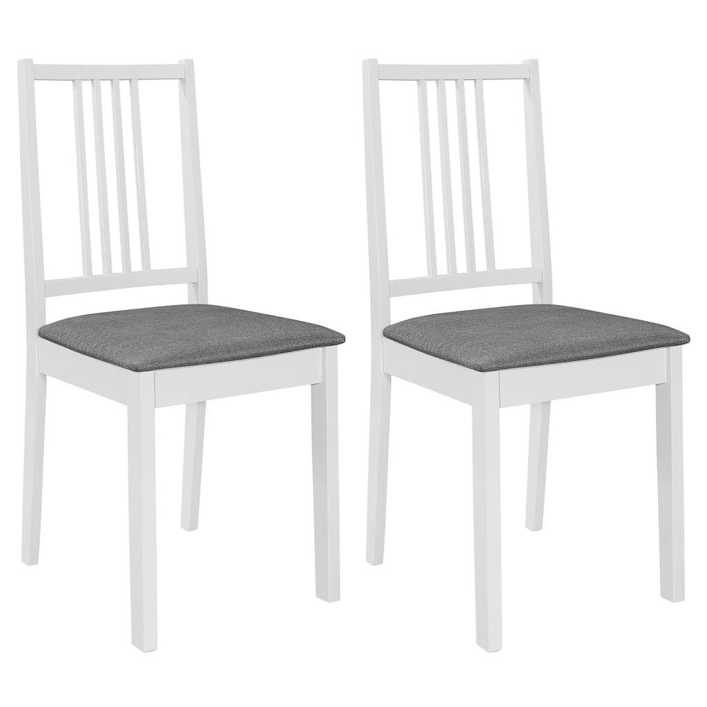 vidaXL Dining Chairs with Cushions 2 pcs White Solid Wood