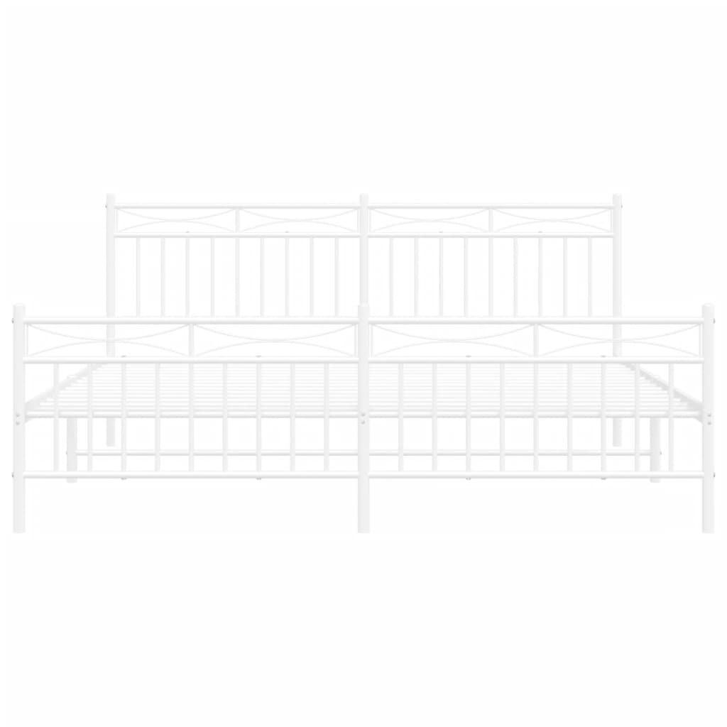 vidaXL Metal Bed Frame without Mattress with Footboard White 180x200 cm Super King