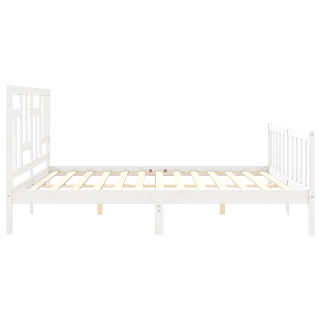 vidaXL Bed Frame without Mattress White Super King Size Solid Wood Pine