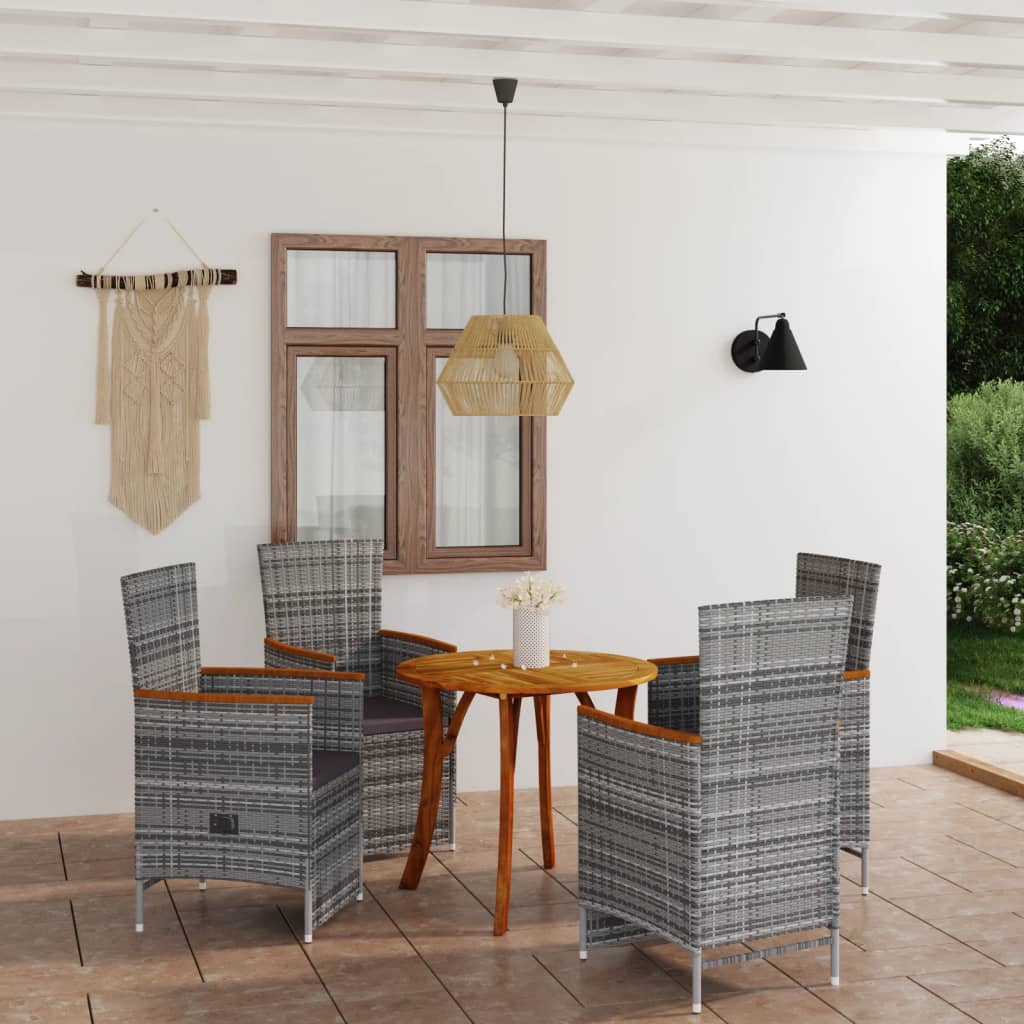 vidaXL 5 Piece Garden Dining Set Grey