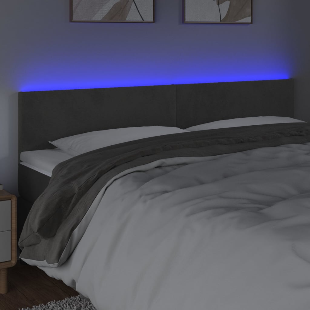 vidaXL LED Headboard Dark Grey 200 cm Velvet