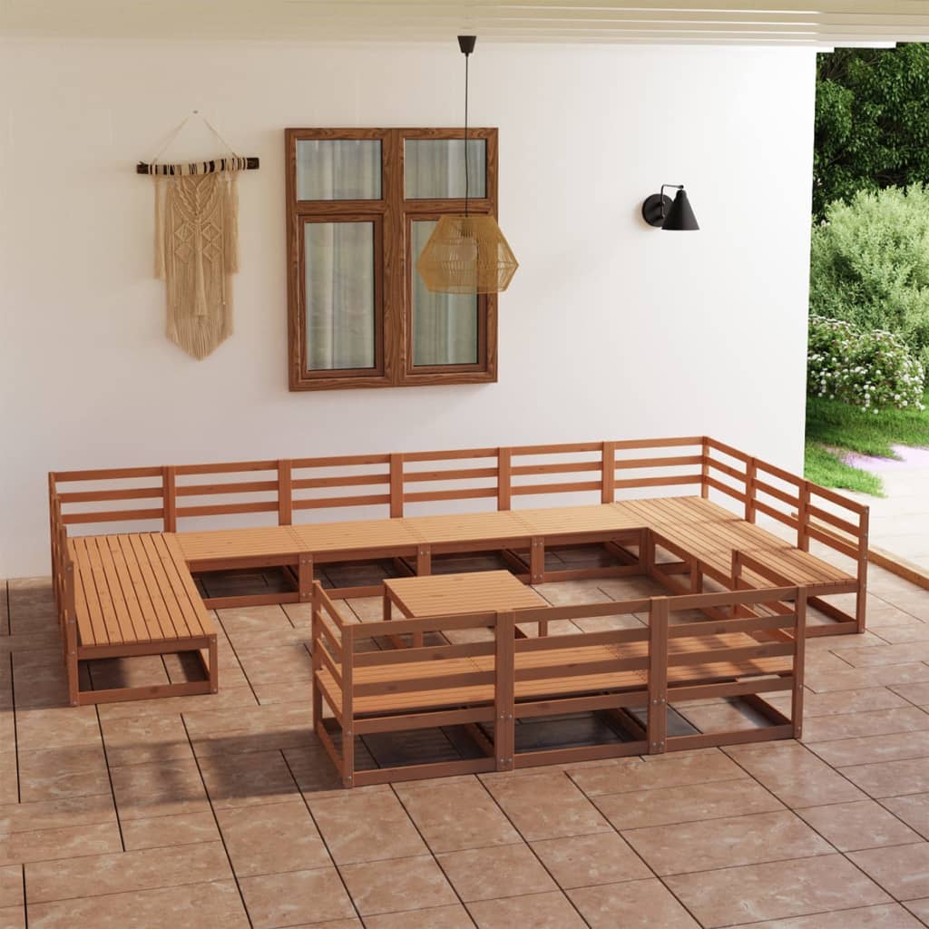 vidaXL 14 Piece Garden Lounge Set Solid Pinewood