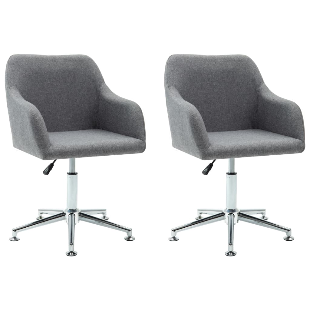 vidaXL Swivel Dining Chairs 2 pcs Light Grey Fabric