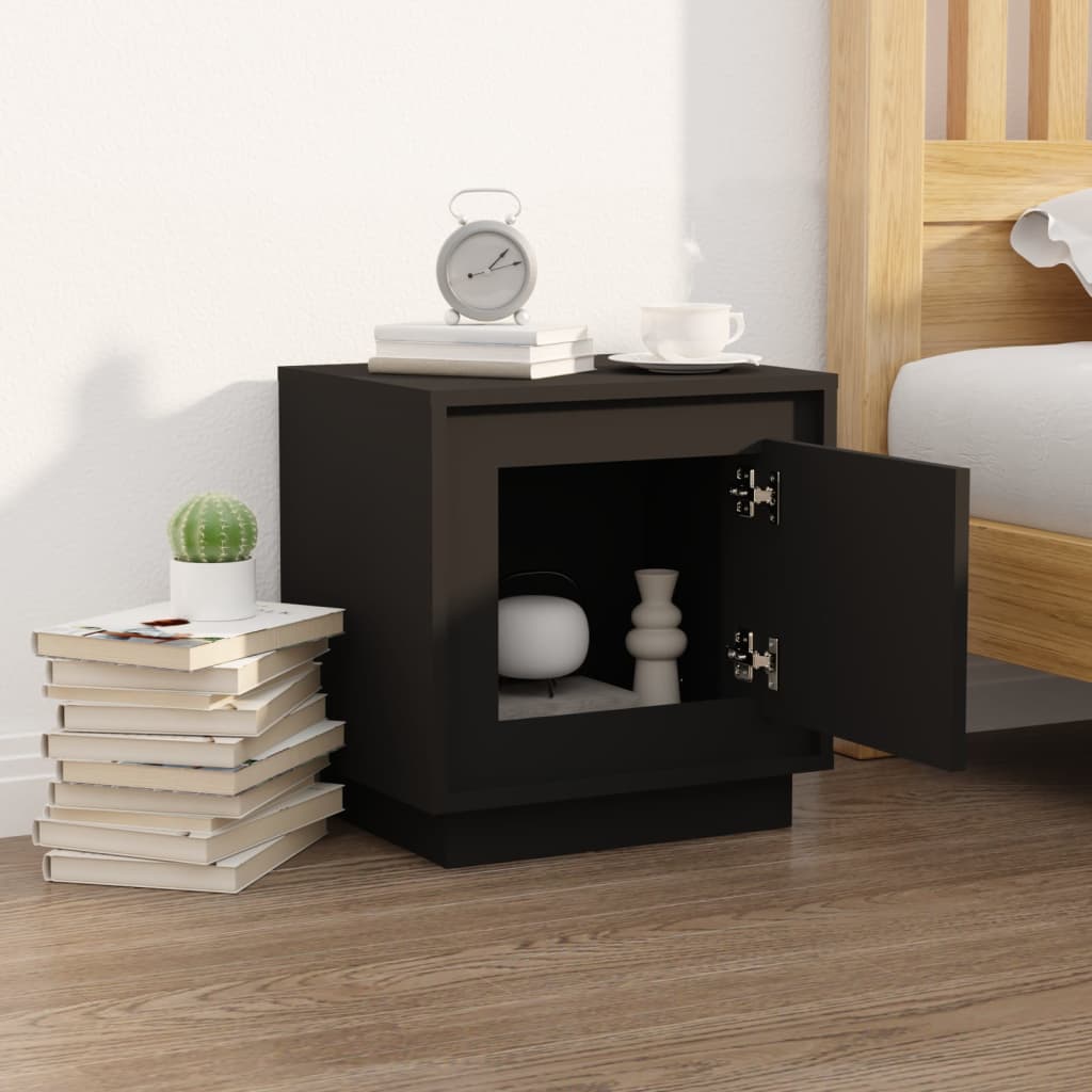 vidaXL Bedside Cabinet Black 44x35x45 cm Engineered Wood