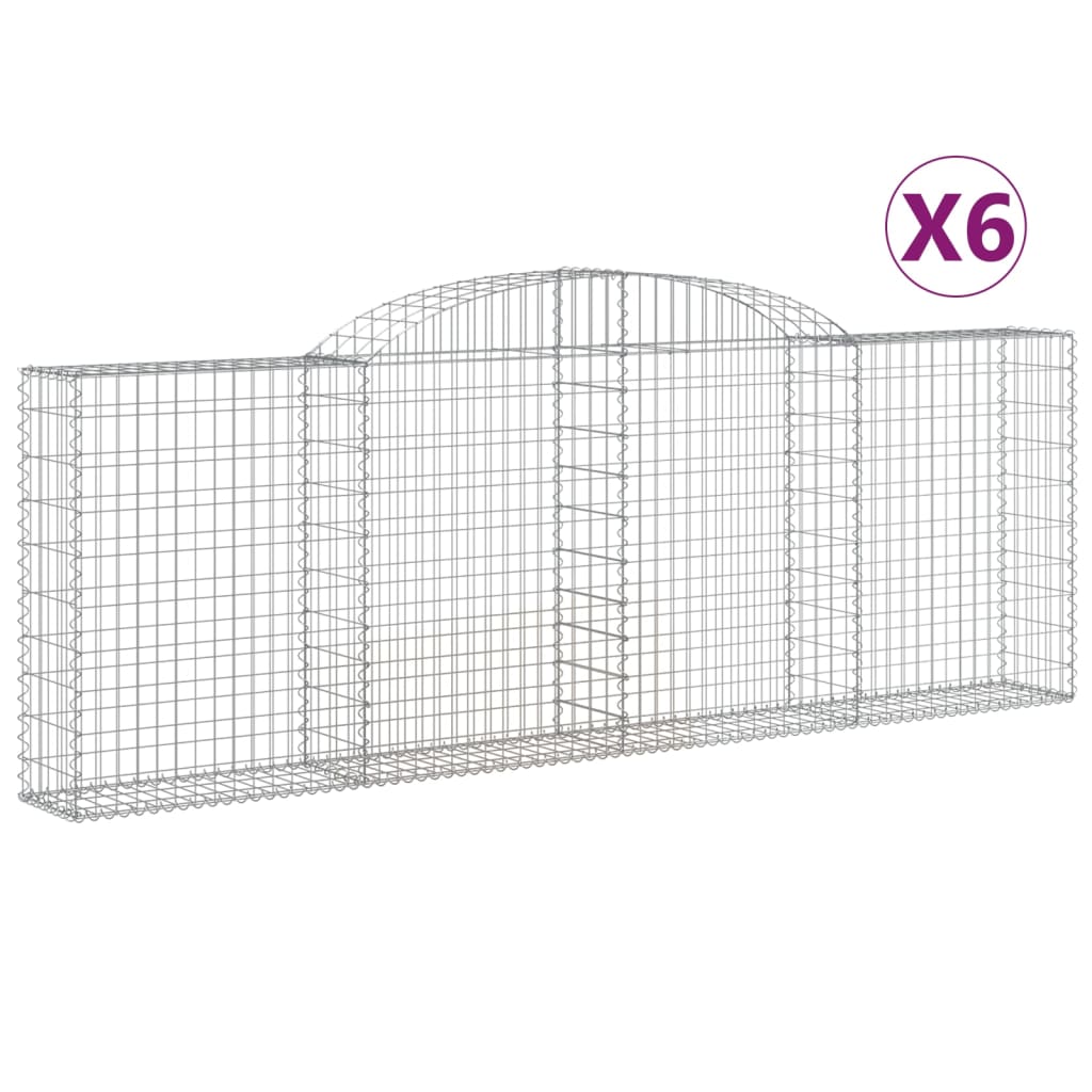 vidaXL Arched Gabion Baskets 6 pcs 300x30x100/120 cm Galvanised Iron