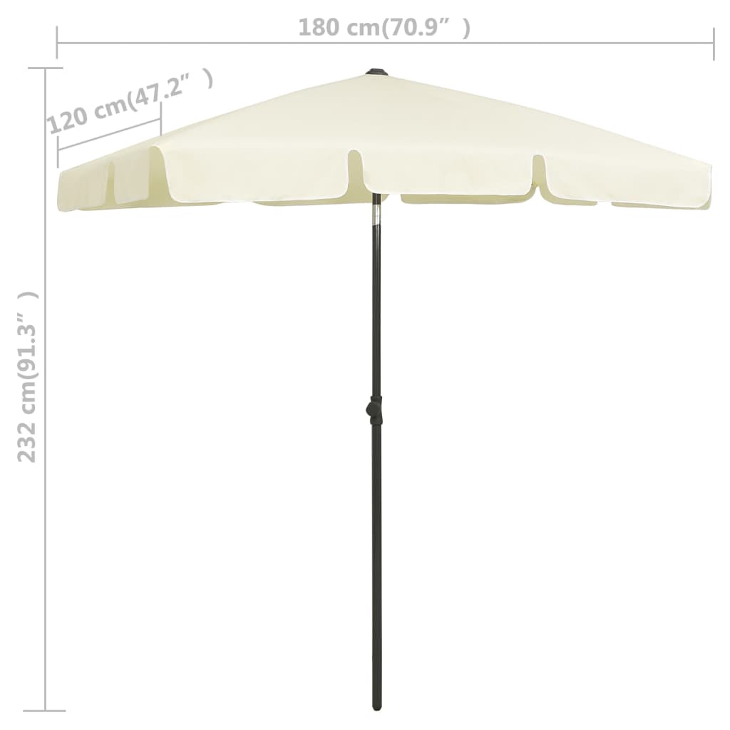 vidaXL Beach Parasol Sand Yellow 180x120 cm