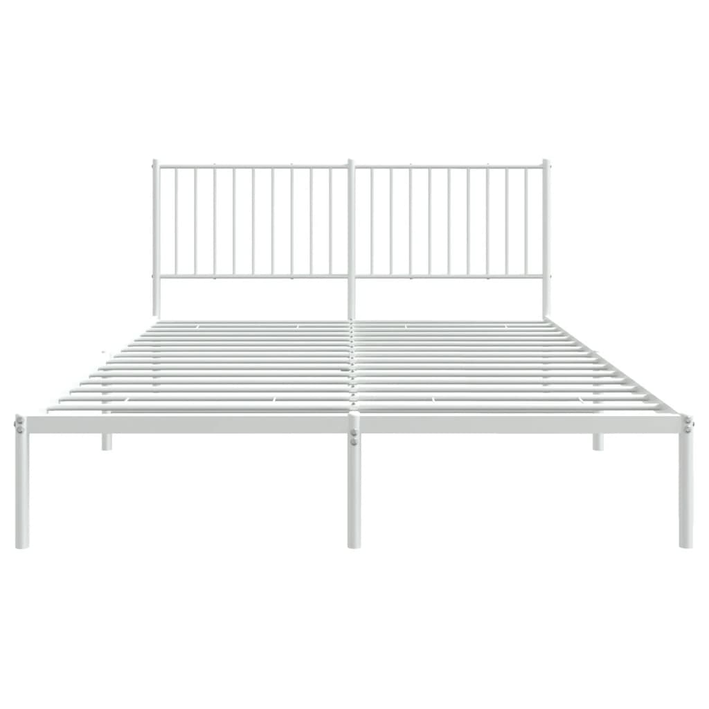 vidaXL Metal Bed Frame without Mattress with Headboard White 150x200 cm King Size