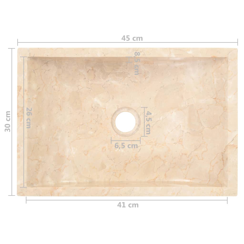 vidaXL Sink 45x30x12 cm Marble High Gloss Cream