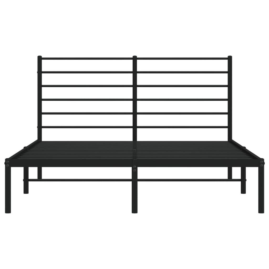 vidaXL Metal Bed Frame without Mattress with Headboard Black 150x200 cm King Size