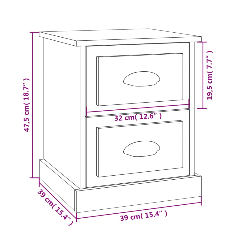 vidaXL Bedside Cabinet Sonoma Oak 39x39x47.5 cm Engineered Wood