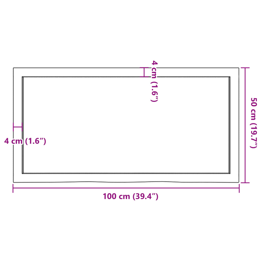 vidaXL Table Top Dark Brown 100x50x(2-4) cm Treated Solid Wood Oak