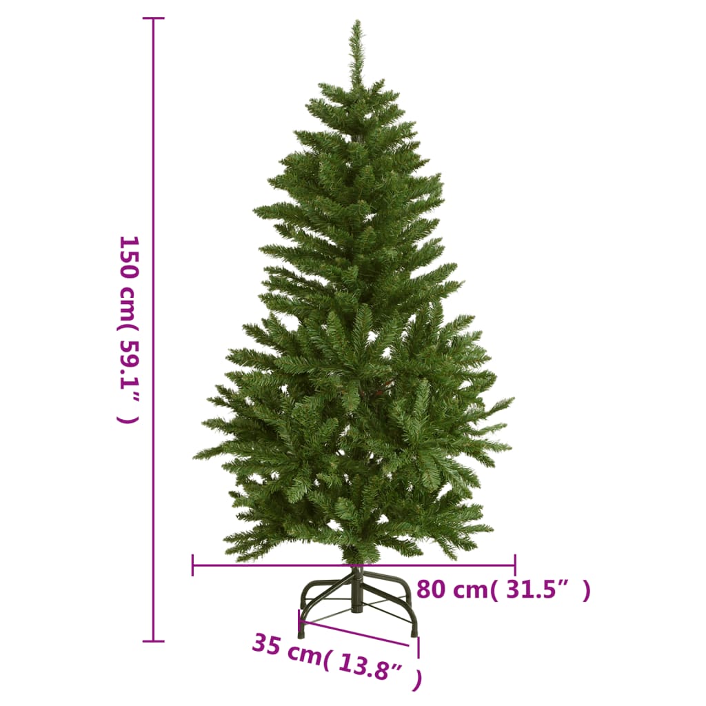 vidaXL Artificial Hinged Christmas Tree 150 LEDs & Ball Set 150 cm