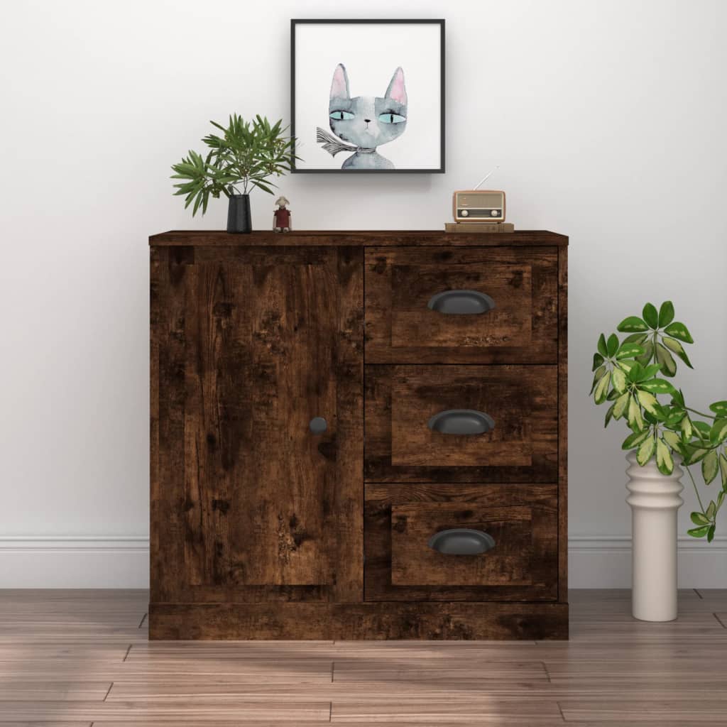 vidaXL Sideboard Smoked Oak 70x35.5x67.5 cm Engineered Wood