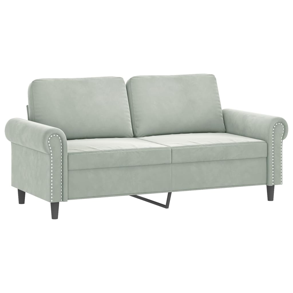 vidaXL 2 Piece Sofa Set with Cushions Light Grey Velvet