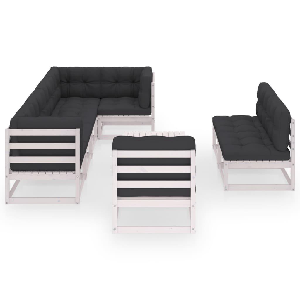 vidaXL 9 Piece Garden Lounge Set with Cushions Solid Pinewood