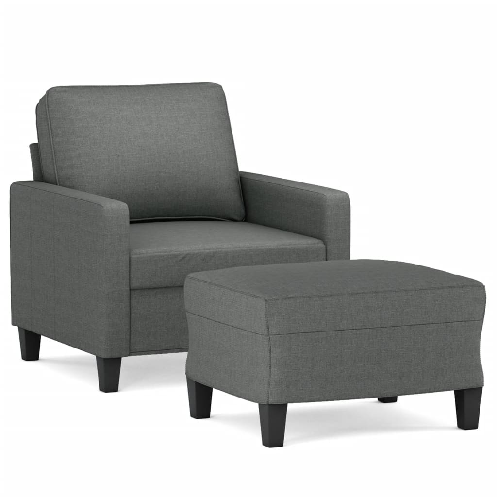 vidaXL Sofa Chair with Footstool Dark Grey 60 cm Fabric