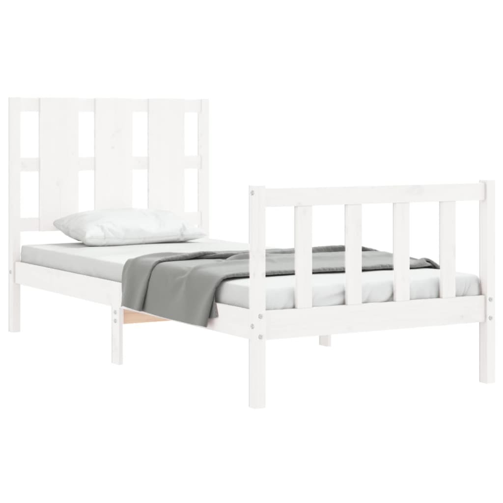 vidaXL Bed Frame without Mattress White 90x190 cm Single Solid Wood Pine