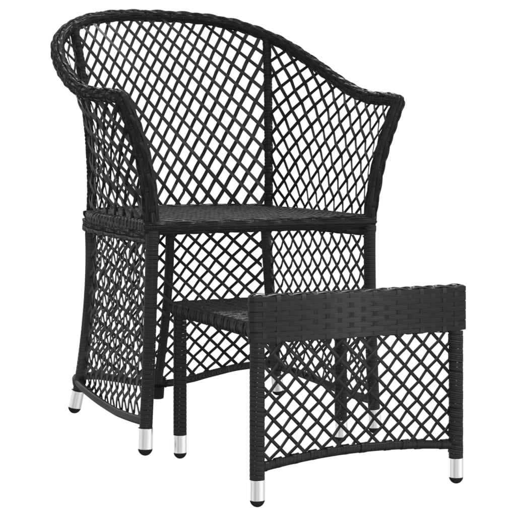 vidaXL 2 Piece Garden Lounge Set with Cushions Black Poly Rattan