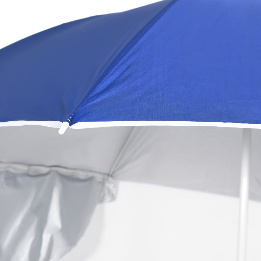 vidaXL Beach Umbrella with Side Walls Blue 215 cm