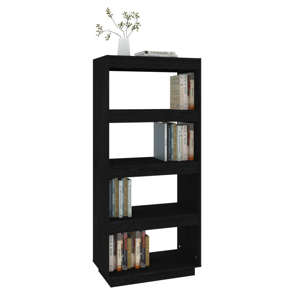 vidaXL Book Cabinet/Room Divider Black 60x35x135 cm Solid Pinewood