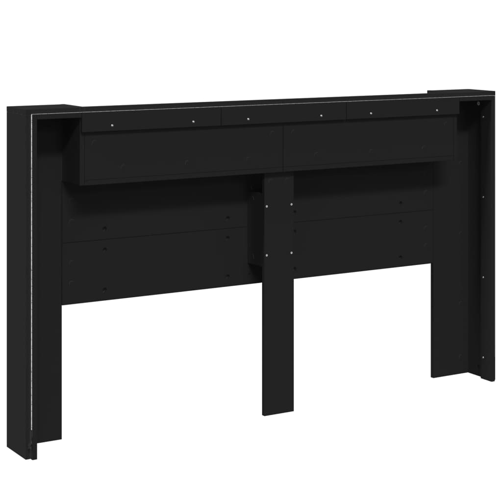 vidaXL Headboard Cabinet with LED Black 180x16.5x103.5 cm