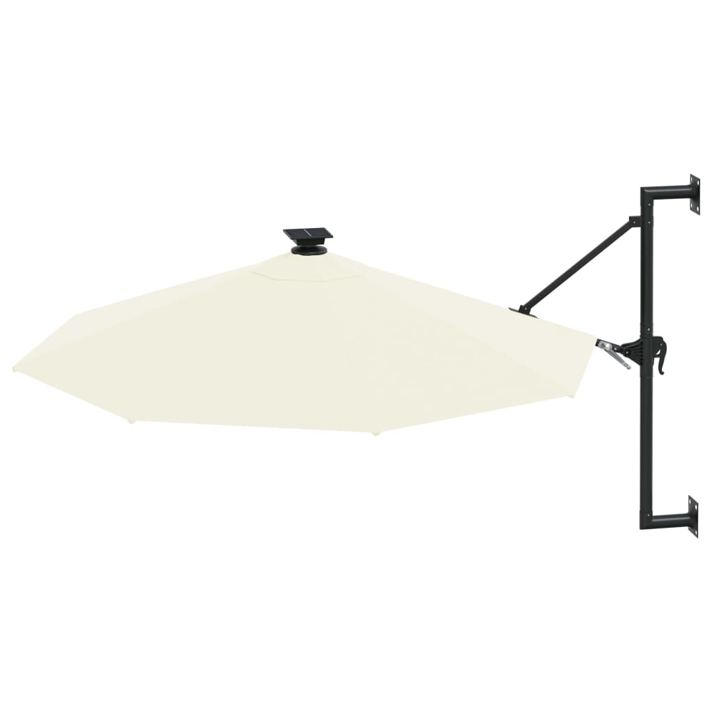 vidaXL Wall-mounted Garden Parasol with LEDs 300 cm Sand