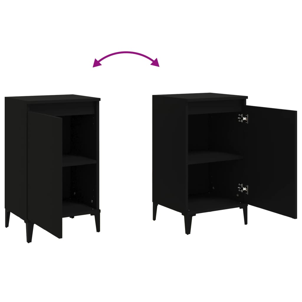 vidaXL Bedside Cabinets 2 pcs Black 40x35x70 cm Engineered Wood