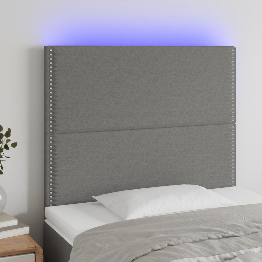 vidaXL LED Headboard Dark Grey 80 cm Fabric