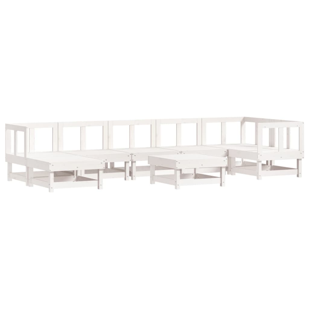 vidaXL 8 Piece Garden Lounge Set with Cushions White Solid Wood