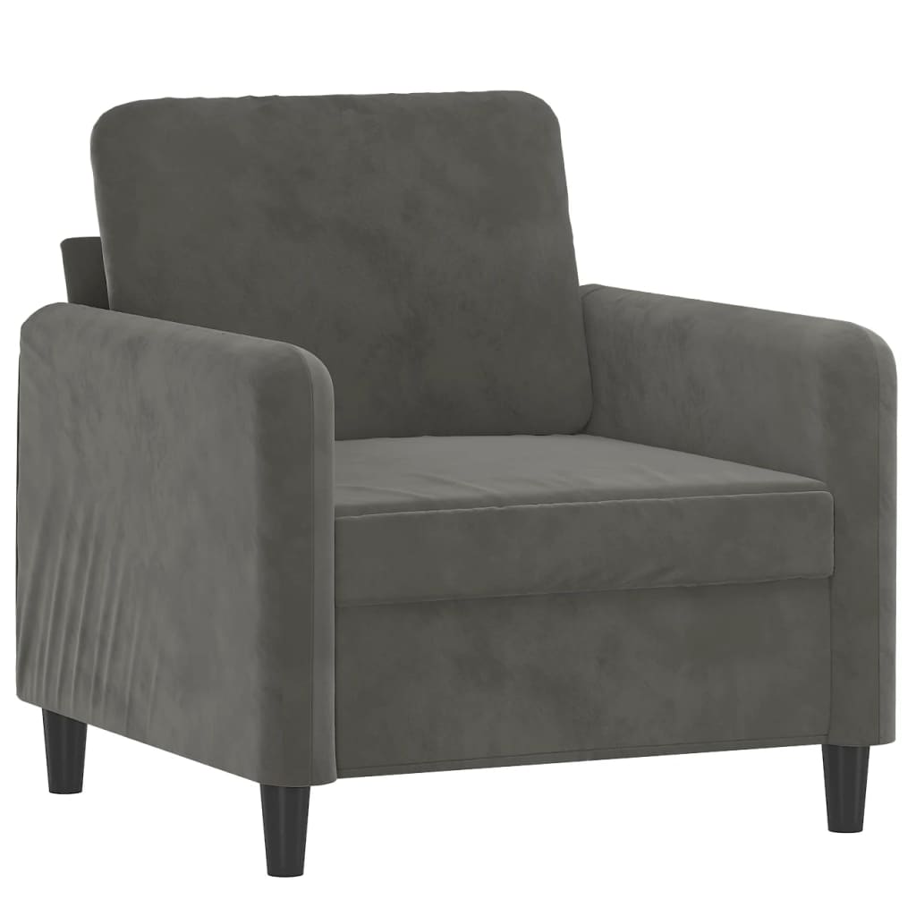 vidaXL 3 Piece Sofa Set with Throw Pillows&Cushions Dark Grey Velvet