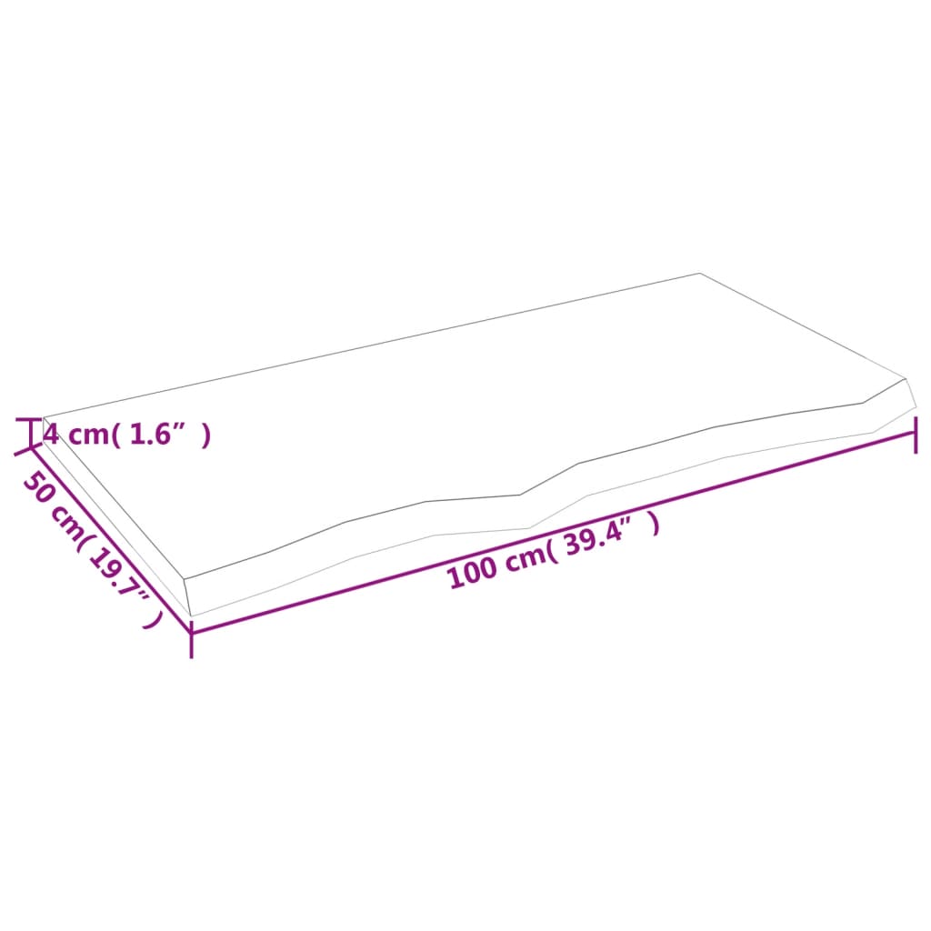 vidaXL Bathroom Countertop Light Brown 100x50x(2-4)cm Treated Solid Wood