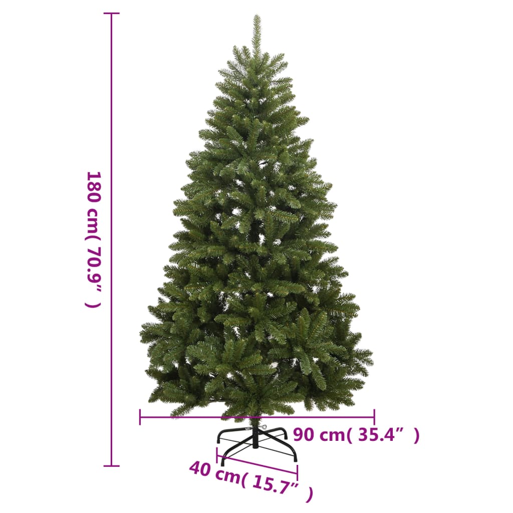 vidaXL Artificial Hinged Christmas Tree 300 LEDs & Ball Set 180 cm