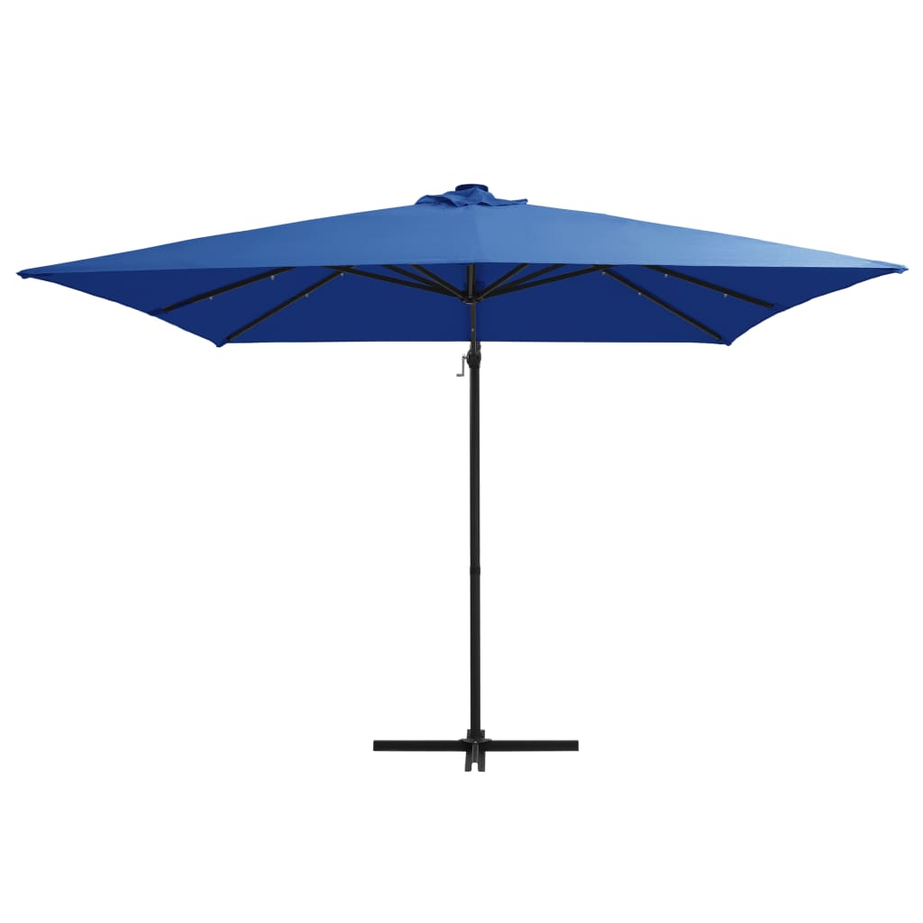 vidaXL Cantilever Garden Parasol with LED lights and Steel Pole 250x250 cm Azure Blue