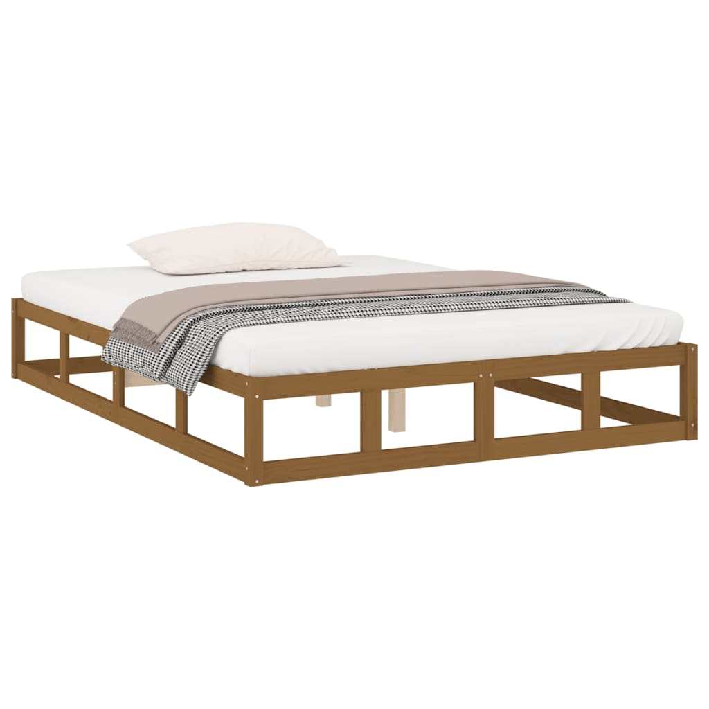 vidaXL Bed Frame without Mattress Honey Brown 135x190 cm Double Solid Wood