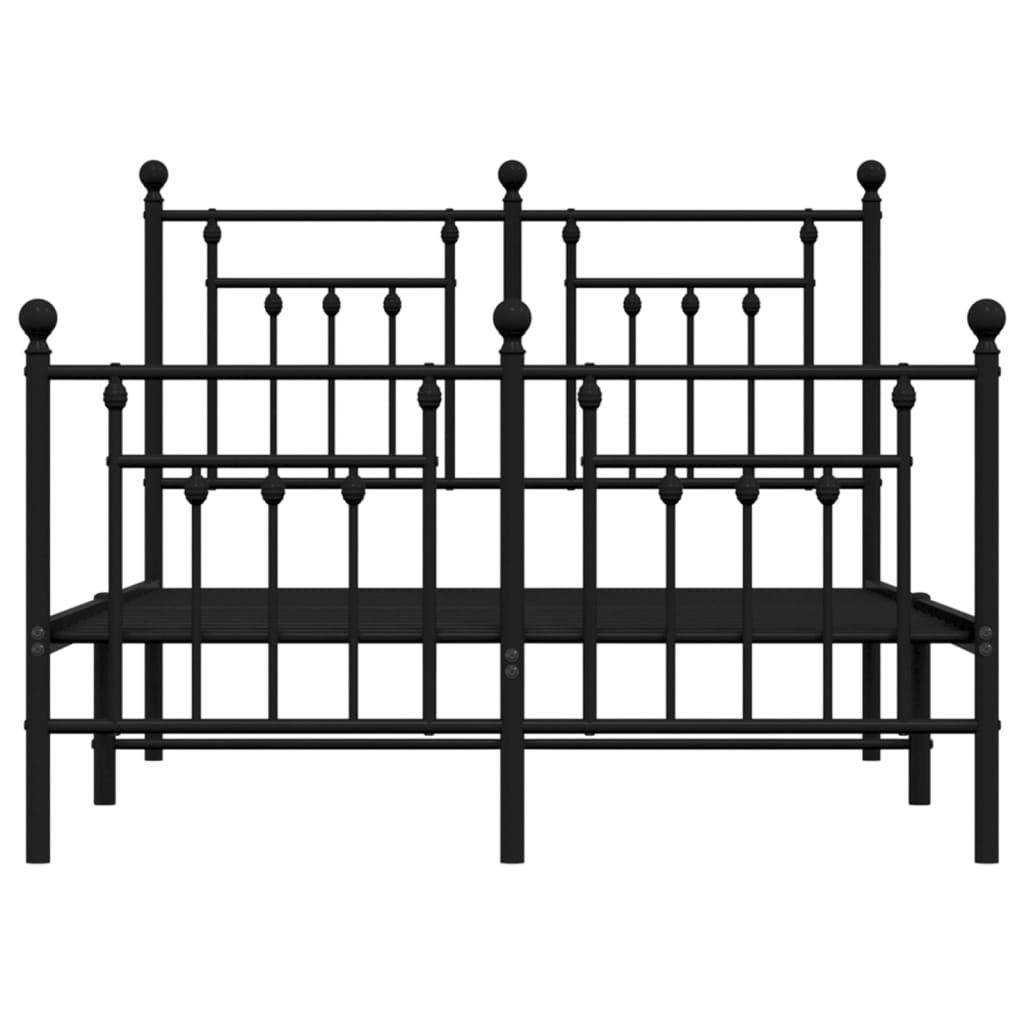 vidaXL Metal Bed Frame without Mattress with Footboard Black 135x190 cm Double