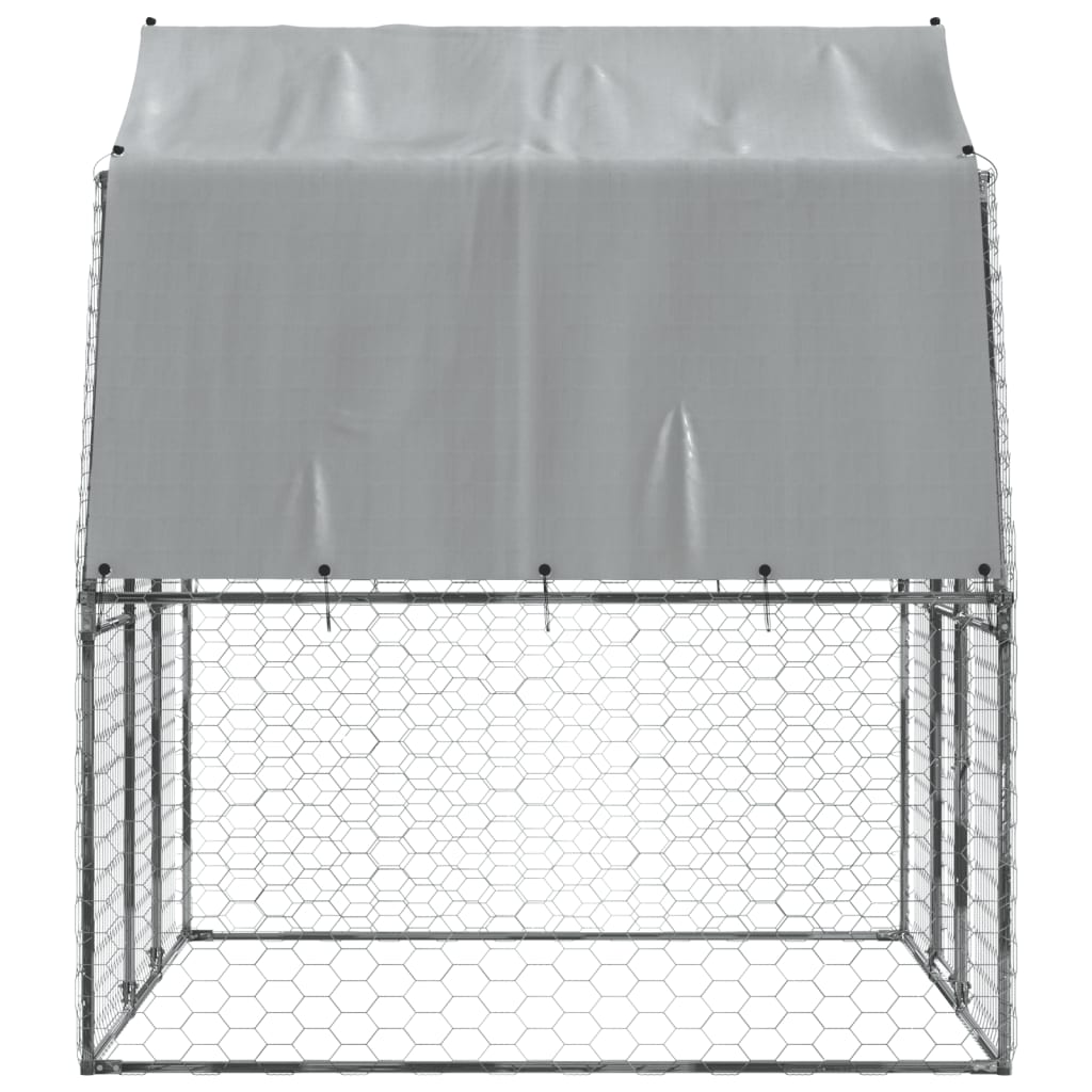 vidaXL Dog Cage with Roof and Door Silver Galvanised Steel