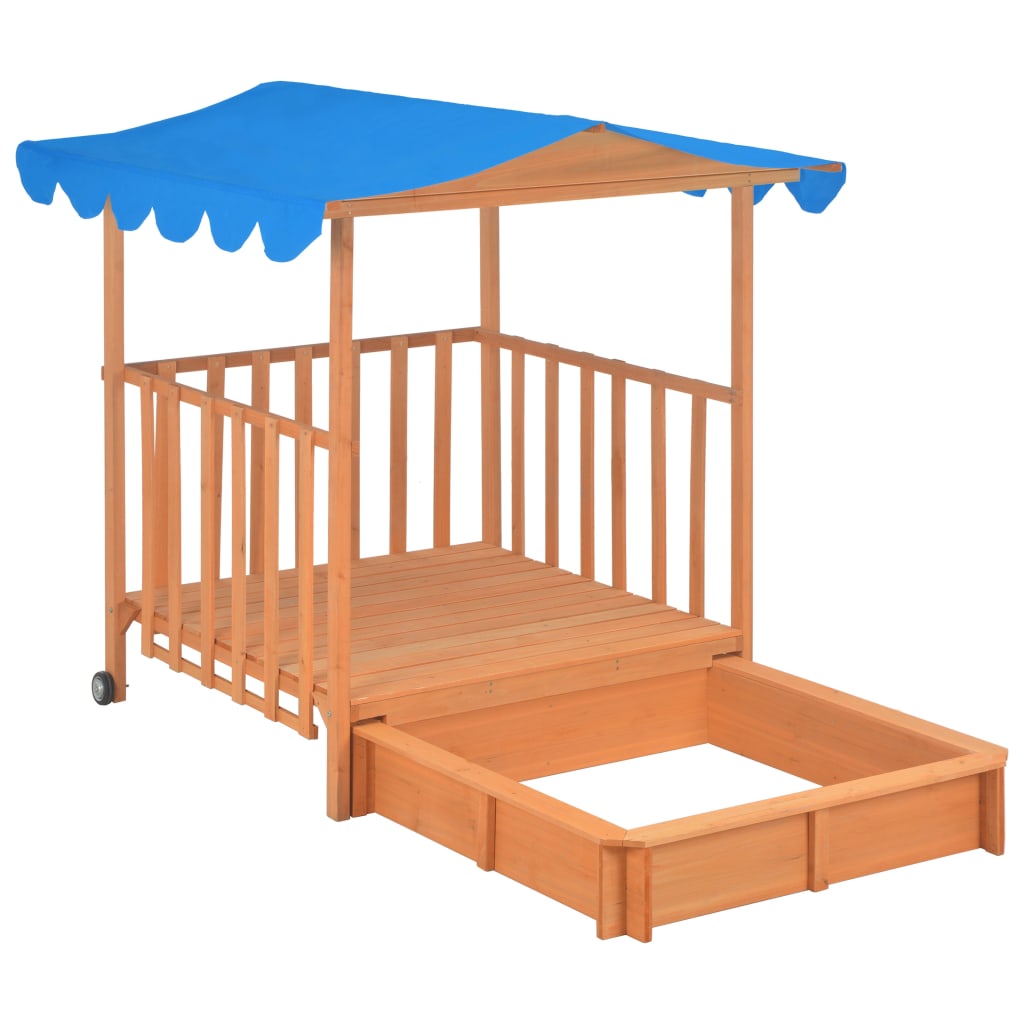 vidaXL Kids Playhouse with Sandbox Fir Wood Blue UV50